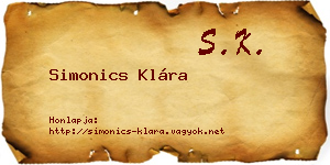 Simonics Klára névjegykártya