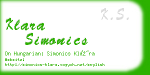 klara simonics business card